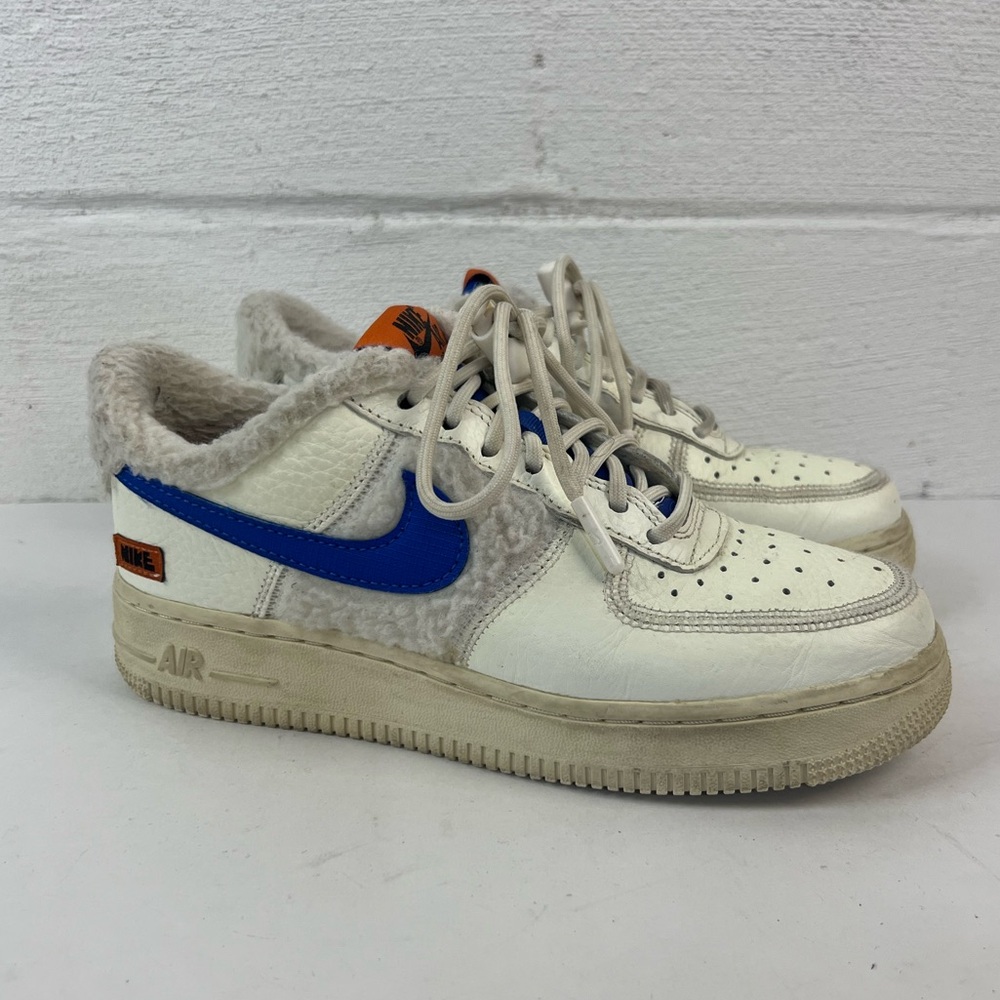 Nike Air Force 1 Low Sherpa Fleece Sail Racer Blue Sneakers, 5.5